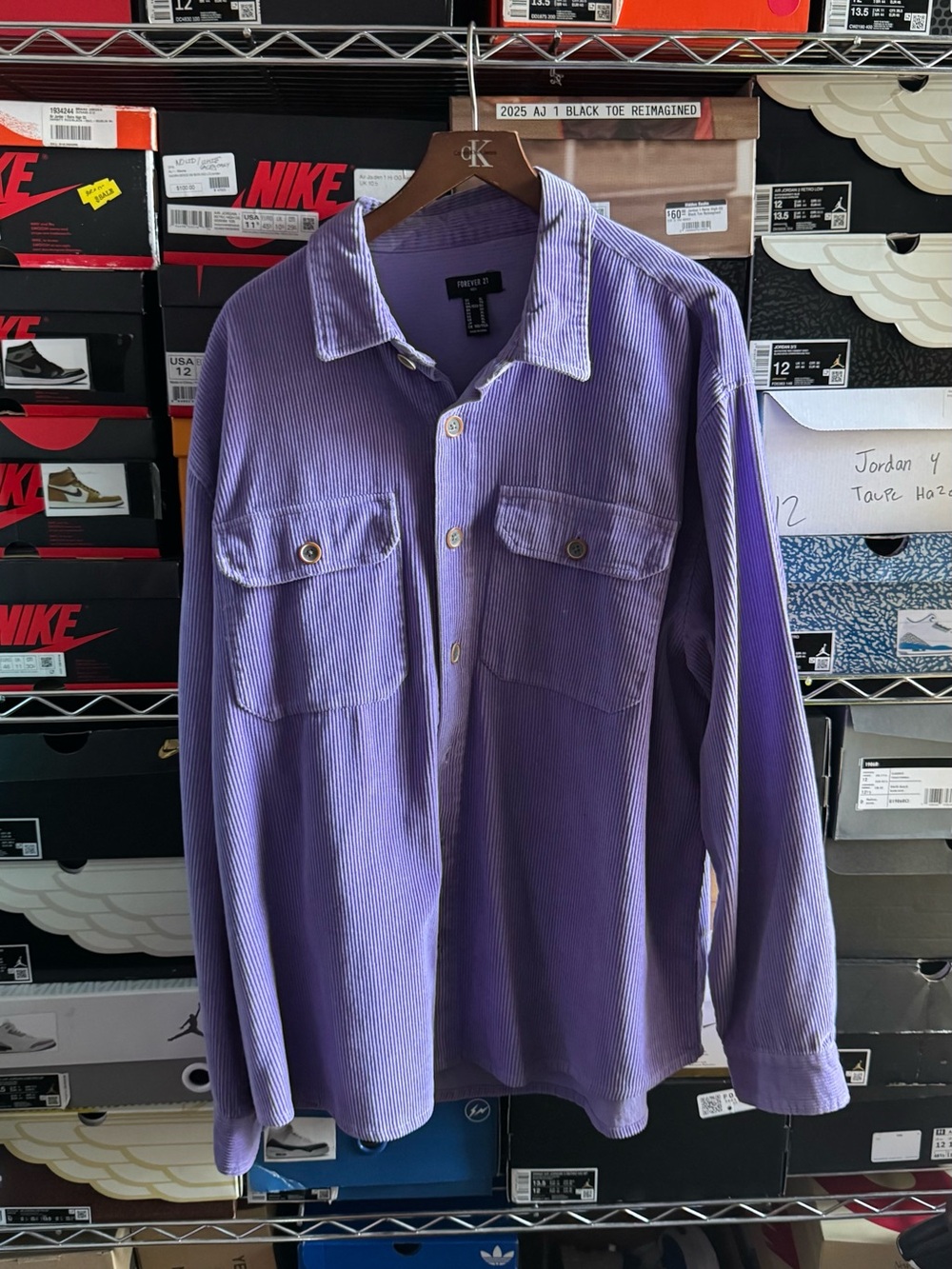 Purple Corduroy Button-Up Shirt